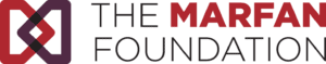 The Marfan Foundation logo with interlocking shapes on the left and the text The Marfan Foundation in black and red on the right.