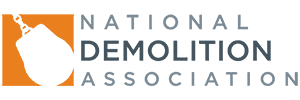 National Demolition Association logo with a white wrecking ball inside an orange square to the left of the organizations name in gray and black text.